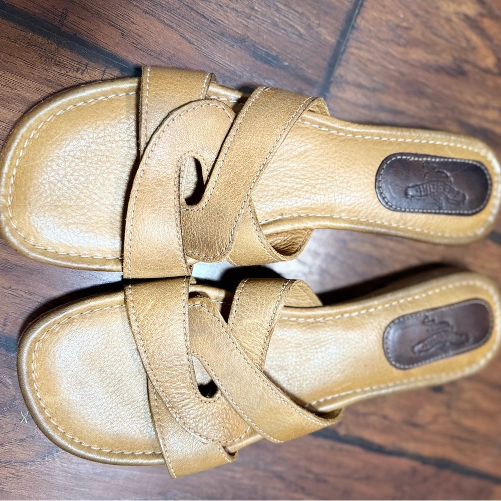 Freebird Tan Leather Slide Sandals